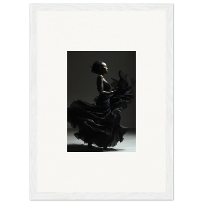 Silhouette of a flamenco dancer in a dramatic pose with a swirling dress.