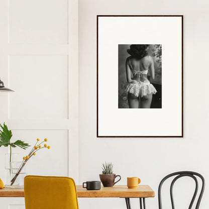 Framed black and white photograph of a person in vintage lace for Silk Fawns room decor