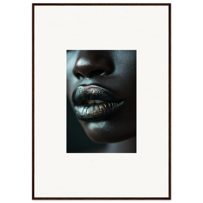 Close-up of shimmering lips and nose on dark skin from the Whisper Maelstrom canvas print