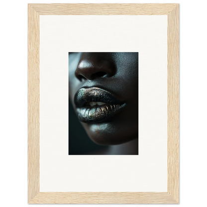 Close-up of lips and nose with metallic makeup from Whisper Maelstrom canvas print