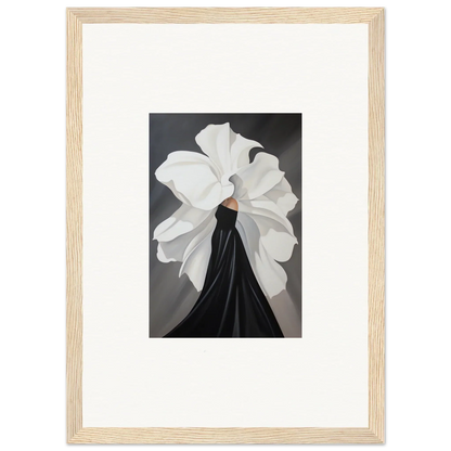 Framed wall art featuring a figure in a black dress with petal whispers accent