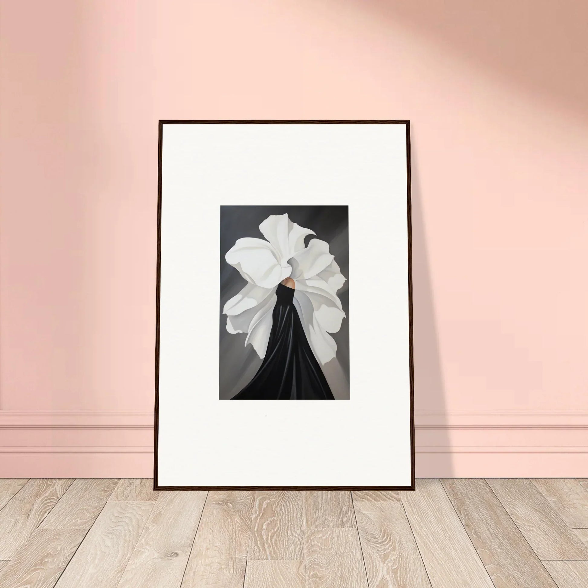 Framed black and white flower photograph, perfect for Room Decor and Petal Whispers collection