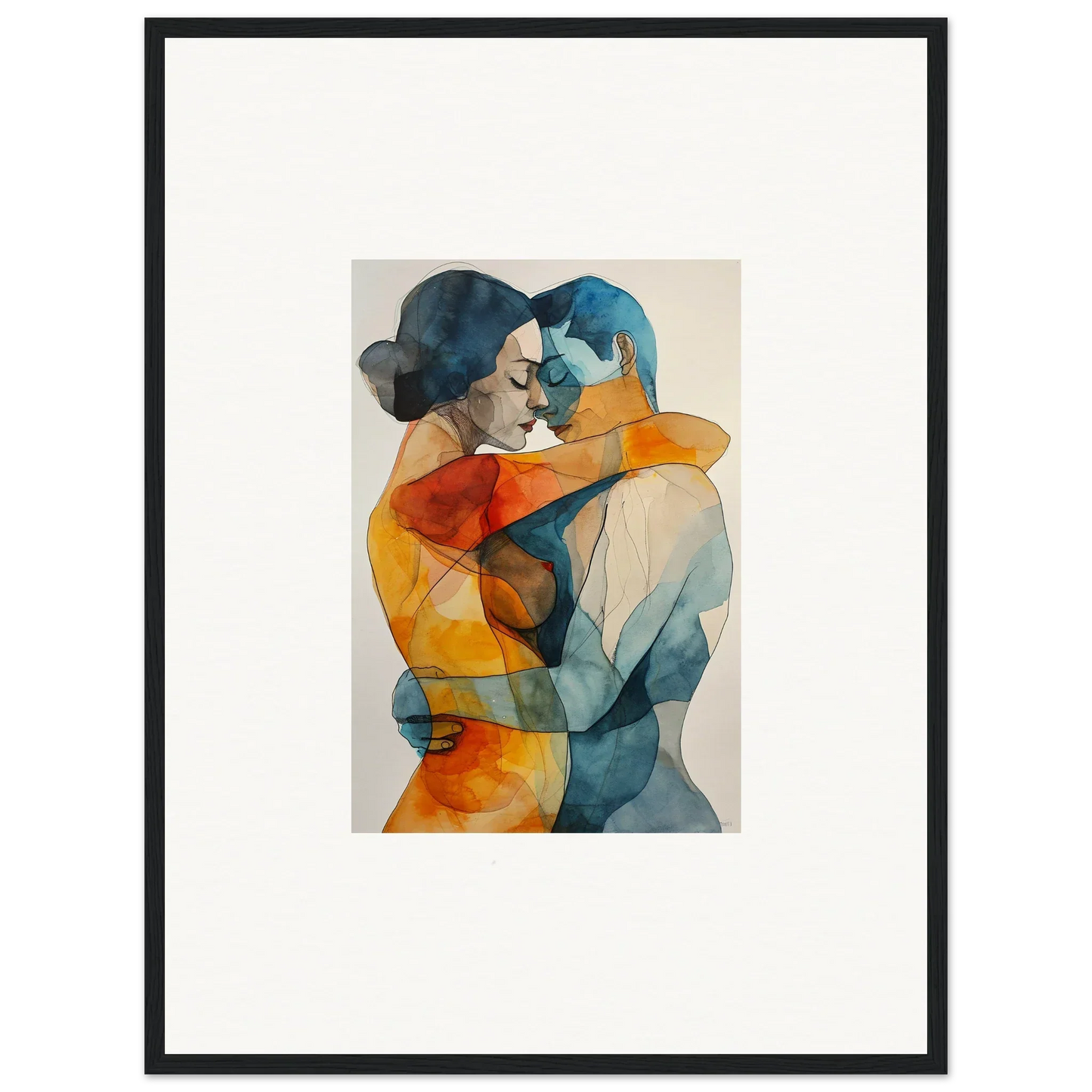 Abstract watercolor of embracing figures in geometric shapes for Kaleidoscope Warmutations decor