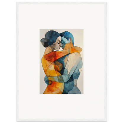 Abstract watercolor of embracing figures in geometric shapes for Kaleidoscope Warmutations room decor