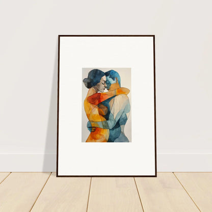 Framed wall art featuring Kaleidoscope Warmutations with embracing figures in vibrant colors