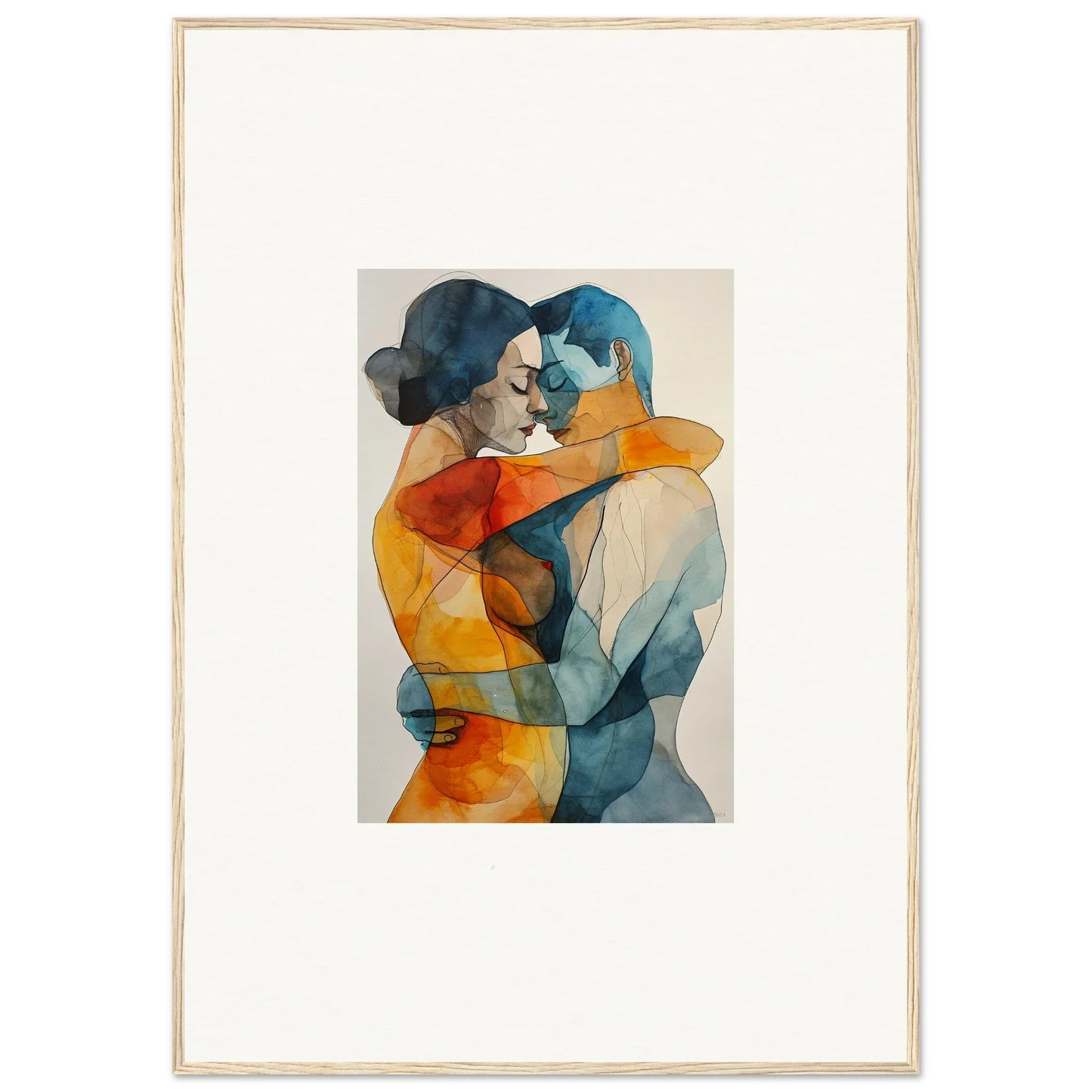 Abstract watercolor of embracing figures in warm colors for Kaleidoscope Warmutations room decor