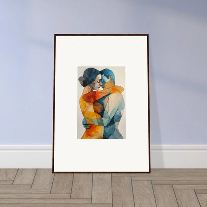 Framed wall art of a colorful embrace in Kaleidoscope Warmutations for unique room decor