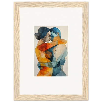 Abstract watercolor of embracing figures in geometric shapes for Kaleidoscope Warmutations room decor