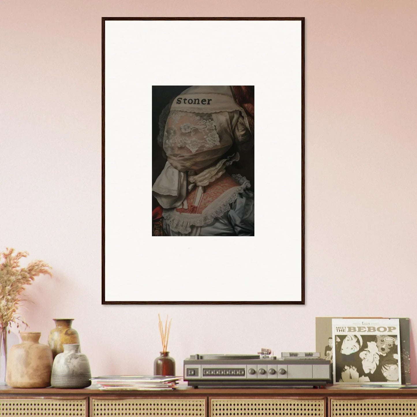 Framed canvas print of a distorted portrait, perfect for room decoration and jeweled illusion