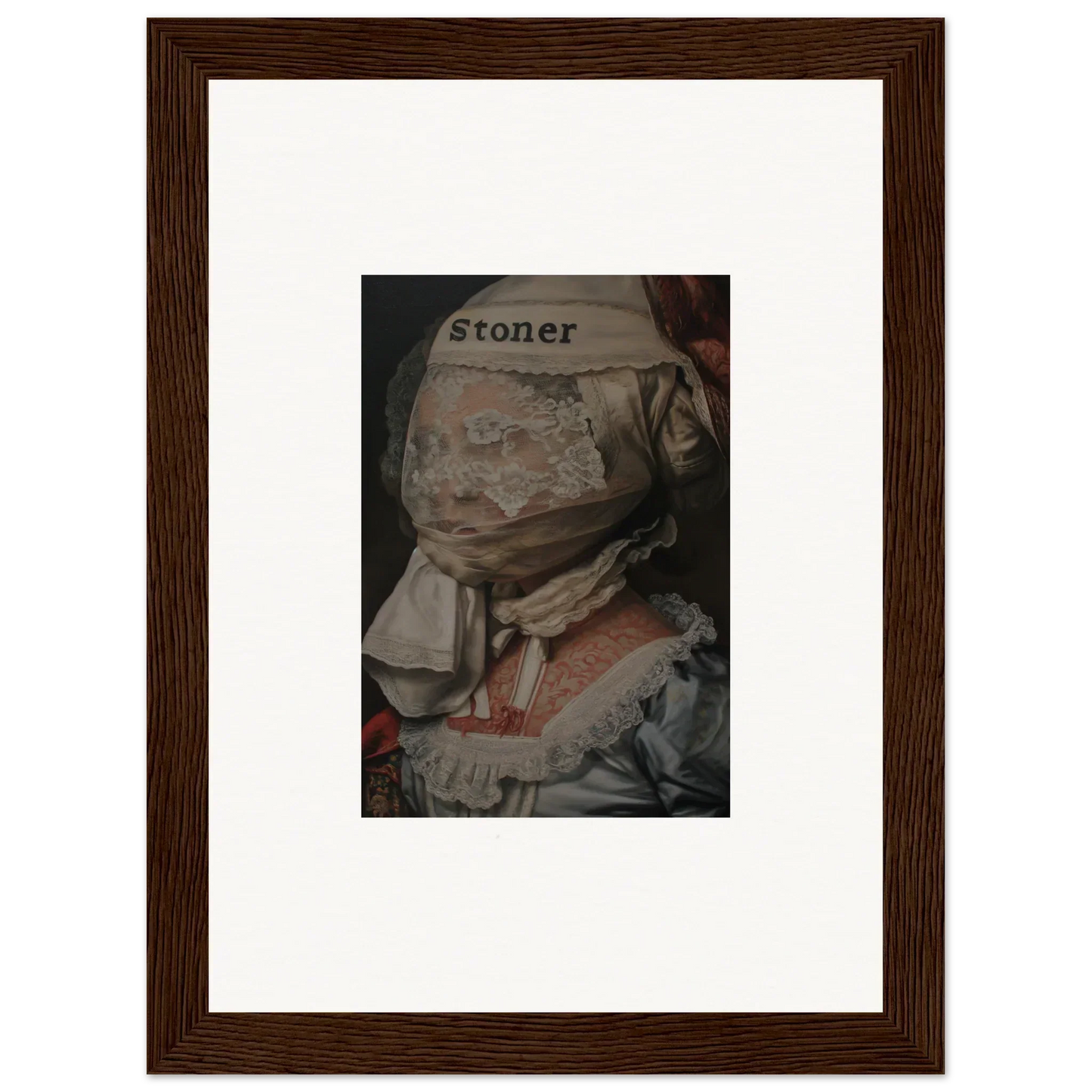 Framed portrait of a historical figure with Stoner superimposed, perfect for room decoration