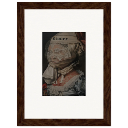 Framed portrait of a historical figure with Stoner superimposed, perfect for room decoration