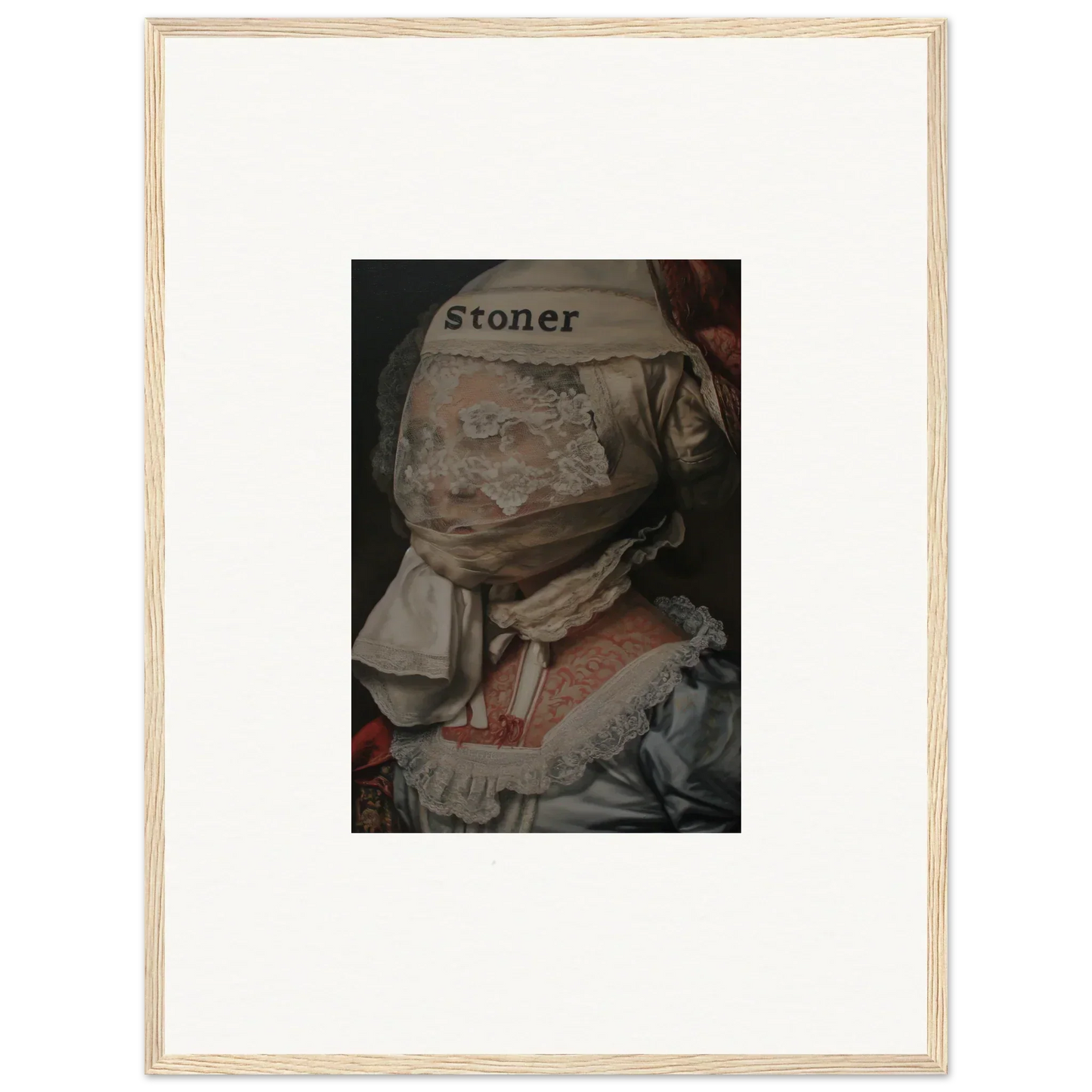 Framed canvas print of a person in camouflage with Stoner on the helmet, perfect room decoration