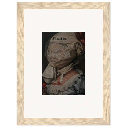 Framed canvas print of a person in a military helmet for unique room decoration