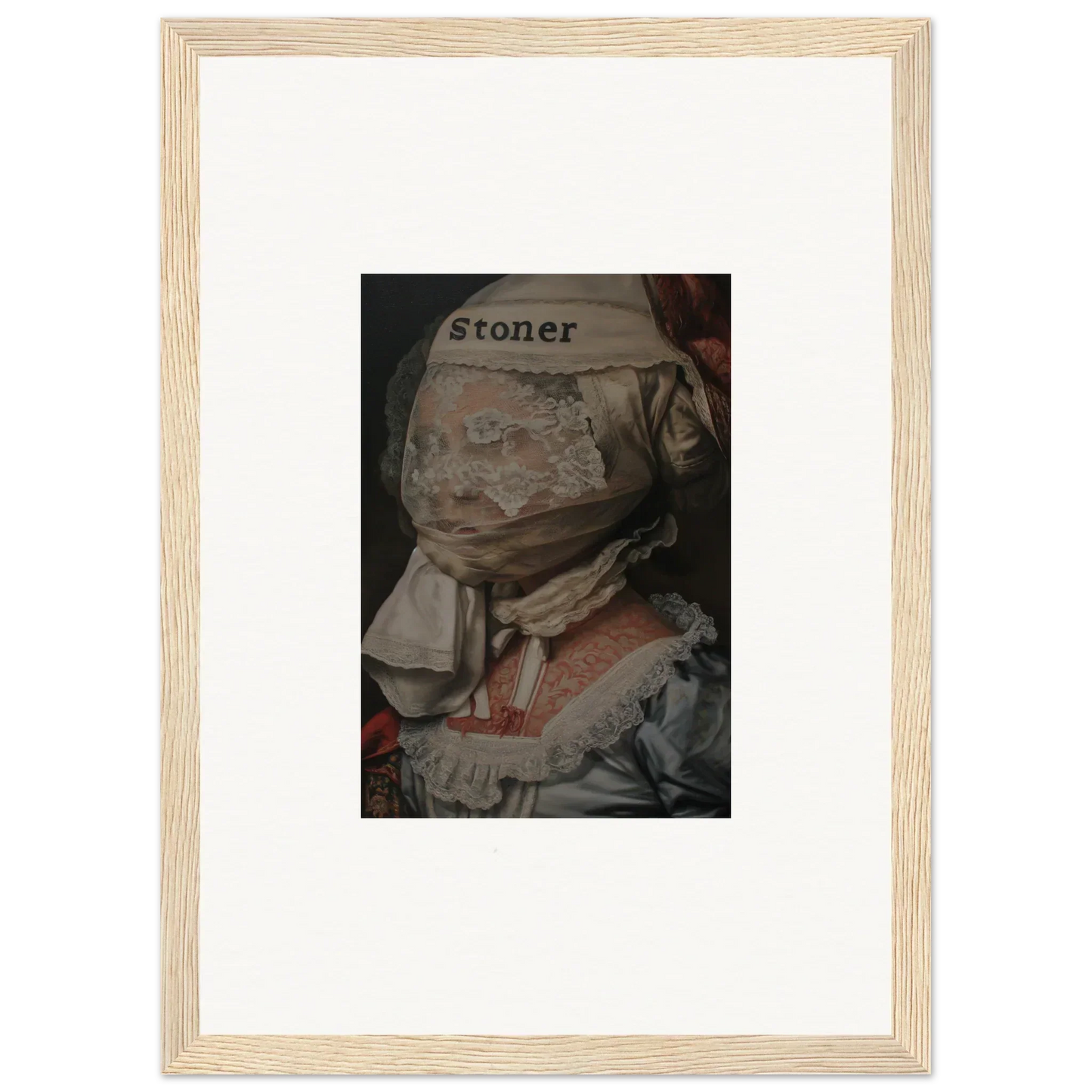 Framed canvas print of a distorted bust with Stoner, perfect for unique room decoration