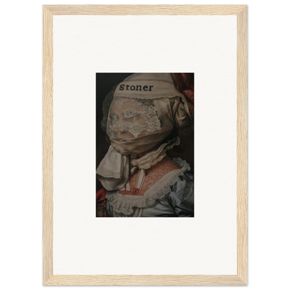 Framed canvas print of a distorted bust with Stoner, perfect for unique room decoration