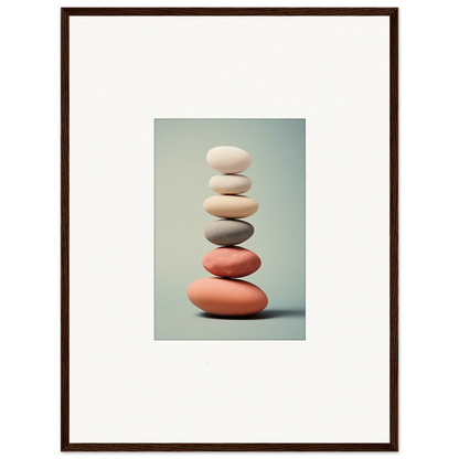 Stack of smooth stones in gray, white, and coral for unique room decor canvas prints