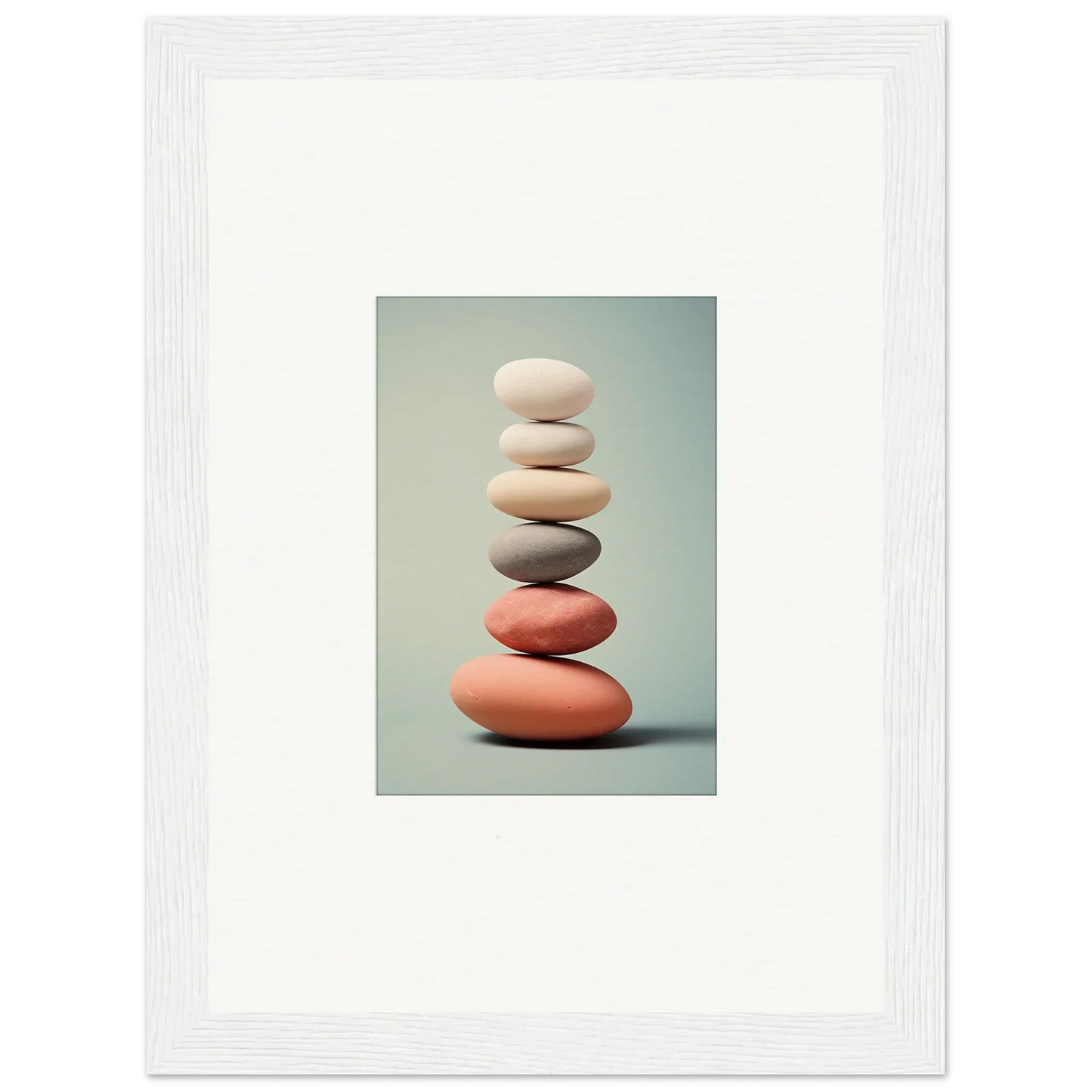 Stack of smooth, balanced stones in muted colors for stylish room decor canvas prints