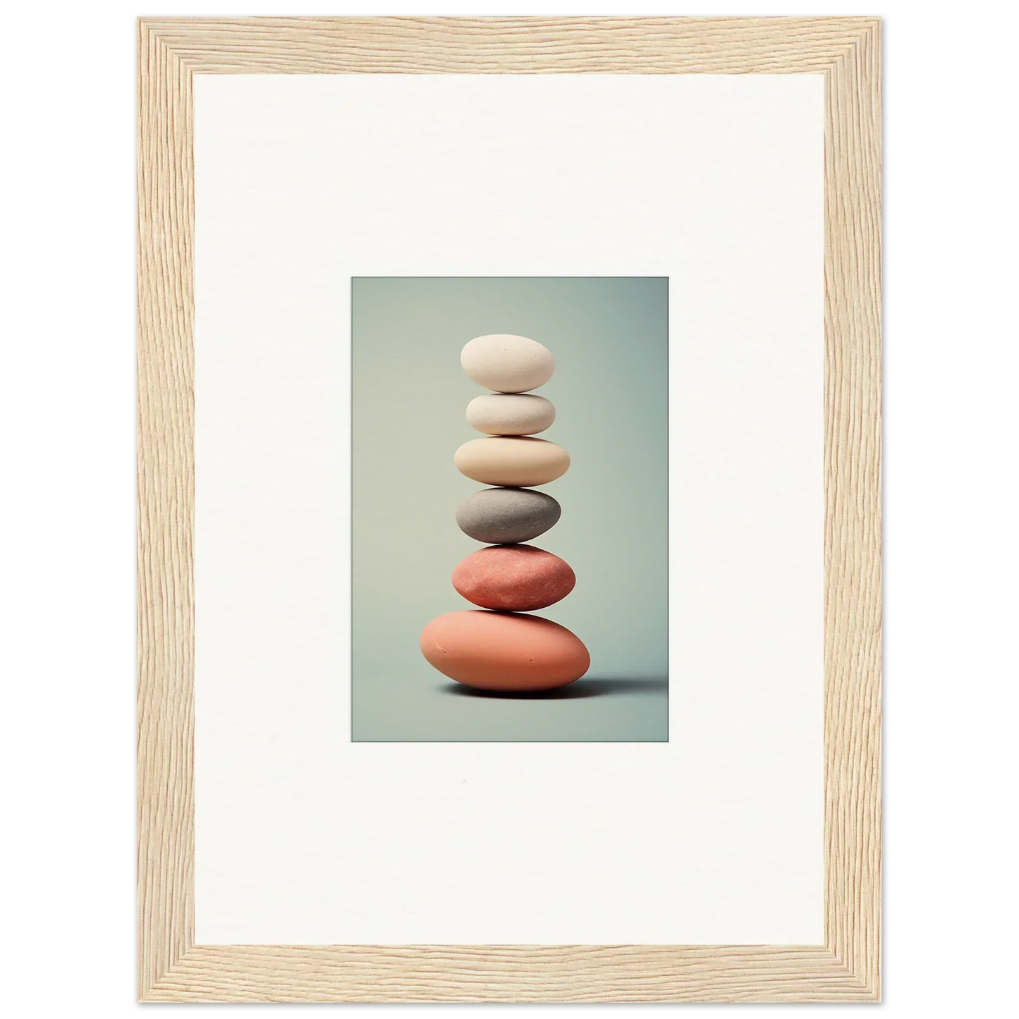 Balanced smooth stones in earthy colors for serene room decor and canvas prints