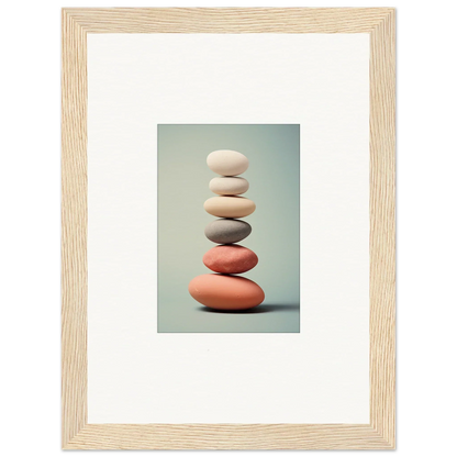 Balanced smooth stones in earthy colors for serene room decor and canvas prints