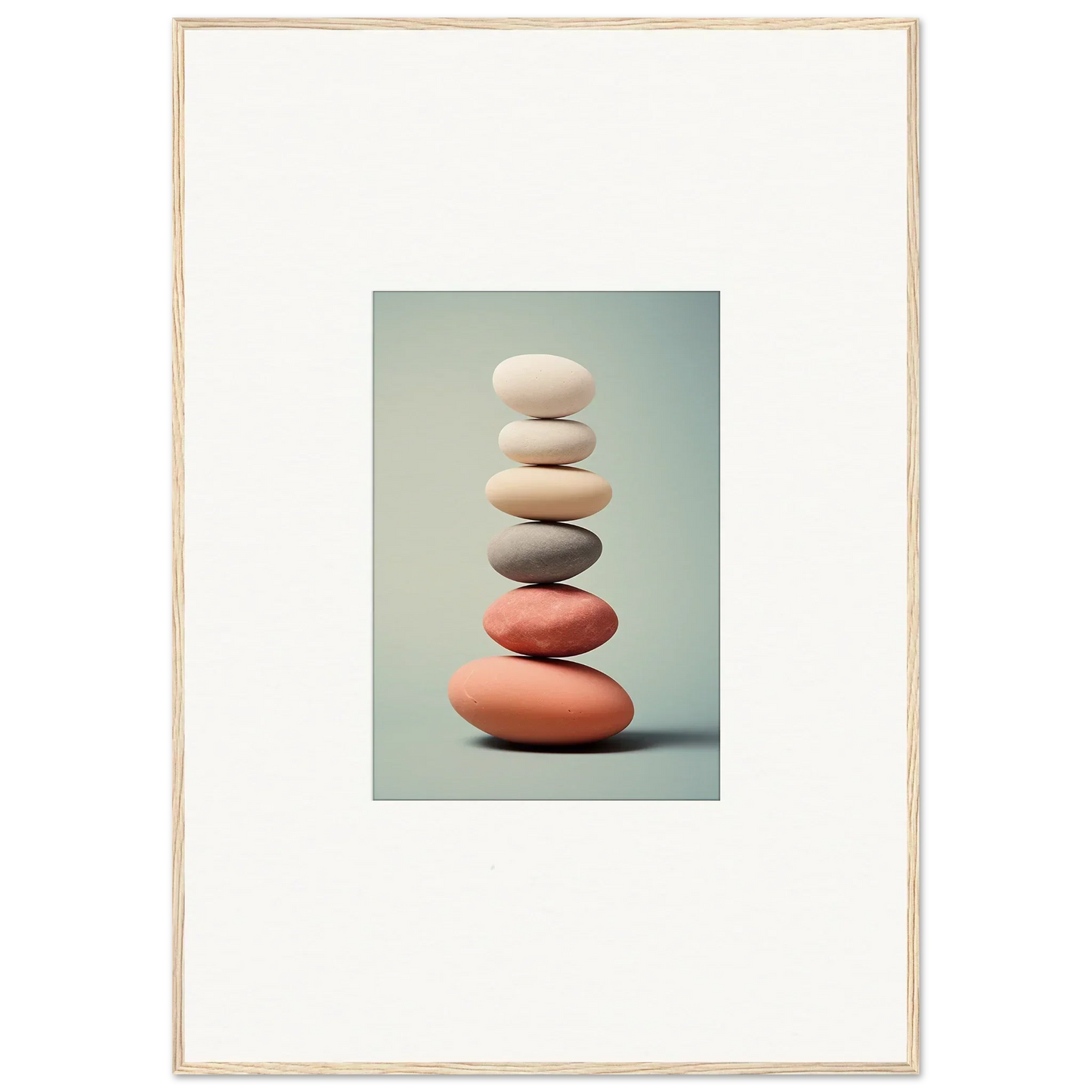 Pastel stone stack art for tranquil room decor in framed wall art and canvas prints