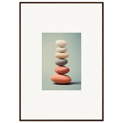 Smooth balanced stones in white, gray, and coral for room decor canvas prints