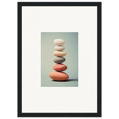 Stack of smooth stones in white, gray, and coral for elegant room decor or canvas prints