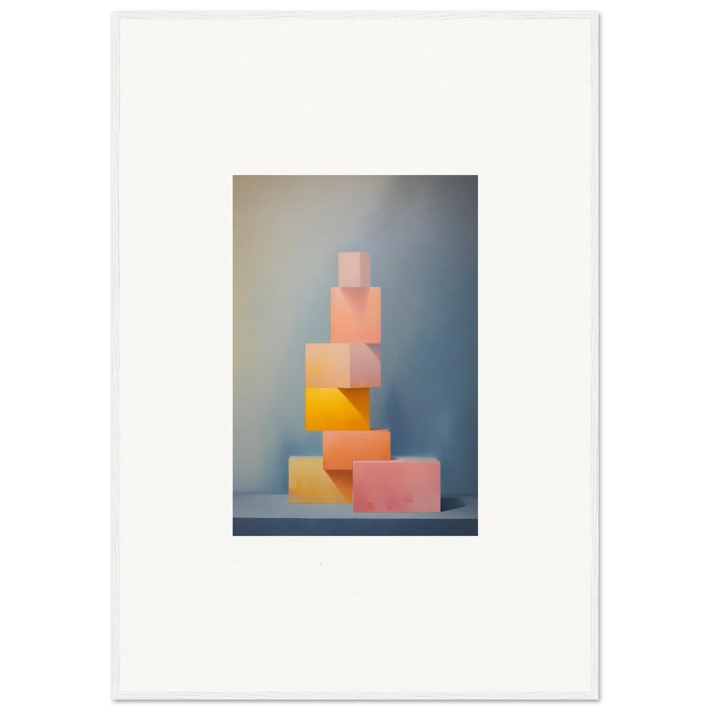 Stack of pink, peach, and yellow translucent cubes in Soapstone Tangerine Reverie