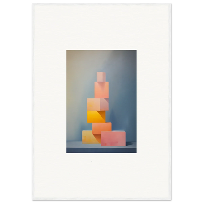 Stack of pink, peach, and yellow translucent cubes in Soapstone Tangerine Reverie