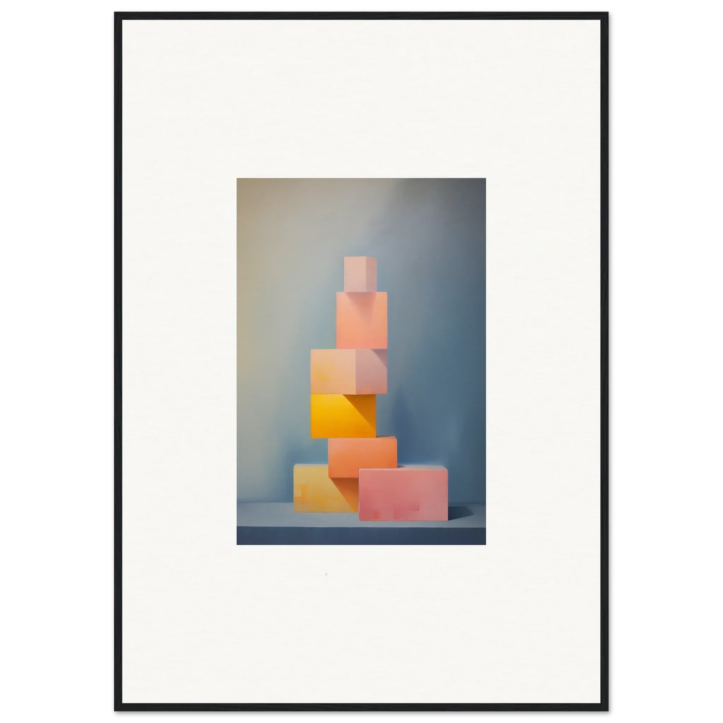 Pastel-colored geometric blocks stacked in tower from Soapstone Tangerine Reverie