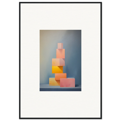 Pastel-colored geometric blocks stacked in tower from Soapstone Tangerine Reverie