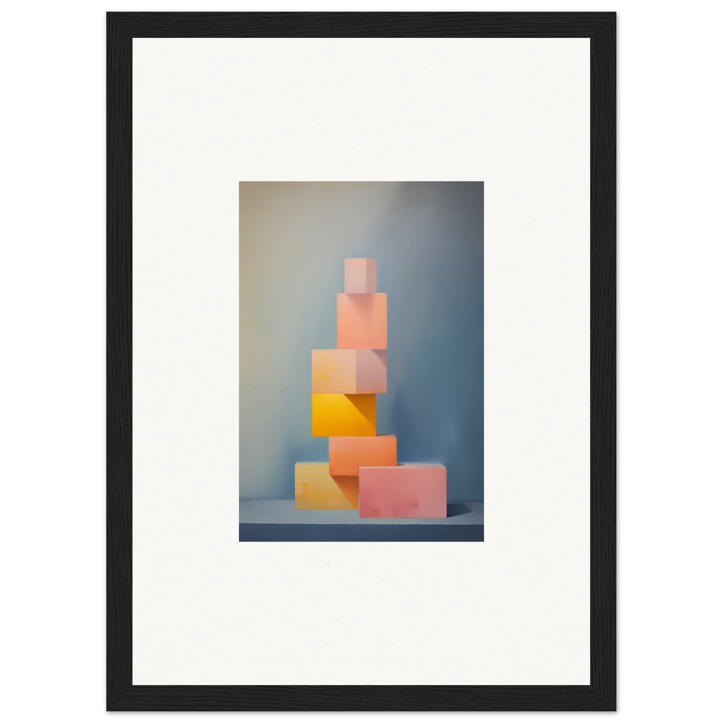 Pastel geometric blocks tower in Soapstone Tangerine Reverie special edition art™ display