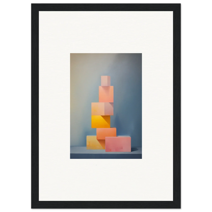 Pastel geometric blocks tower in Soapstone Tangerine Reverie special edition art™ display