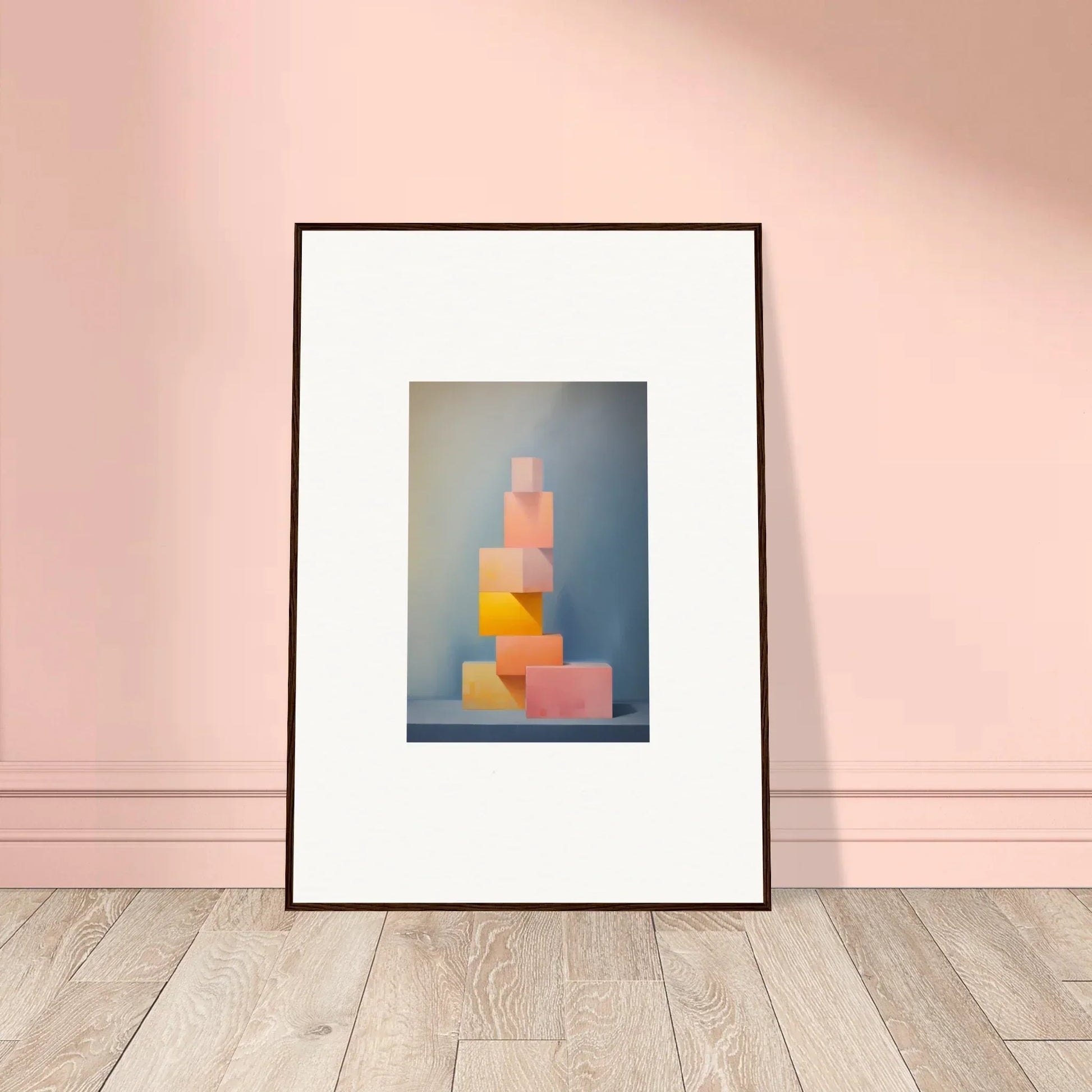 Framed art print of pastel geometric blocks for Soapstone Tangerine Reverie special edition art™