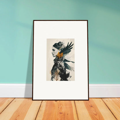 Surreal wall art featuring a bird-like figure, perfect for unique room decoration