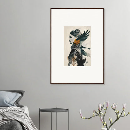 Surreal canvas print featuring bird-like figure for unique room decoration wall art