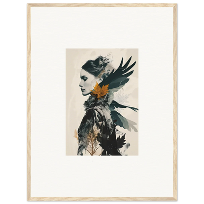 Artistic canvas print of a woman with bird-like wings for unique room decoration