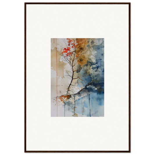 Watercolor painting of red blossoms on a branch, perfect for Spectrum Spoon room decor