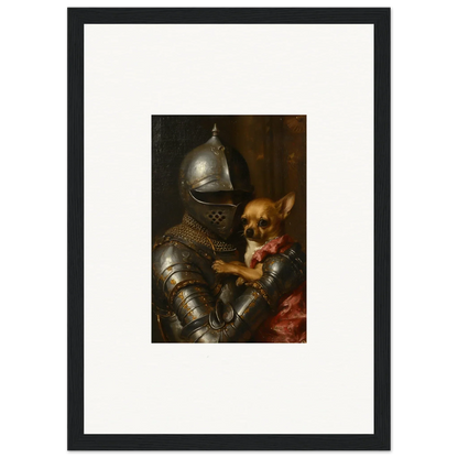 Suit of armor with a small dog, perfect for unique room decoration wall art