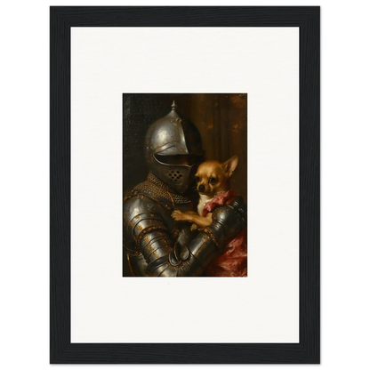 Medieval knight in armor with dog, perfect for unique room decoration wall art