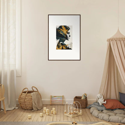 Framed abstract profile silhouette in vibrant shapes for a stylish room decoration