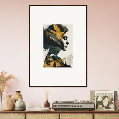 Artistic canvas print of a woman’s profile with golden elements for room decoration