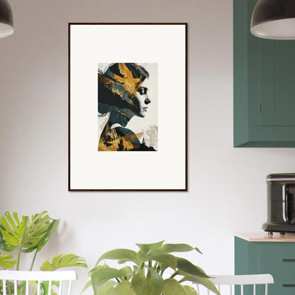 Framed Soulbird Ascension Tableau with a cool abstract yellow and black design for room decoration