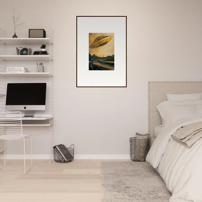 Framed canvas print of a UFO over a landscape for your Space Odyssey Abides room decoration