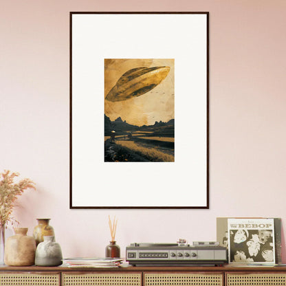 Framed canvas print of a UFO over a rural landscape for a Space Odyssey Abides theme