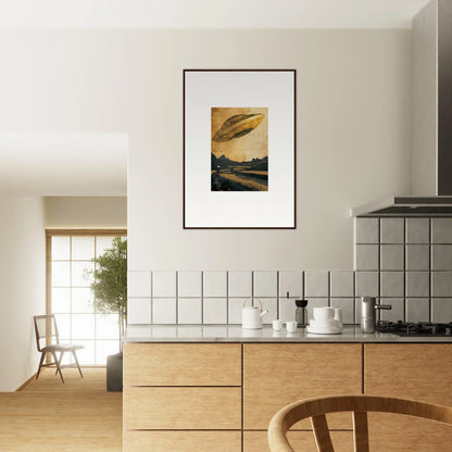 Framed canvas print of a UFO over landscape, perfect room decoration for Space Odyssey Abides