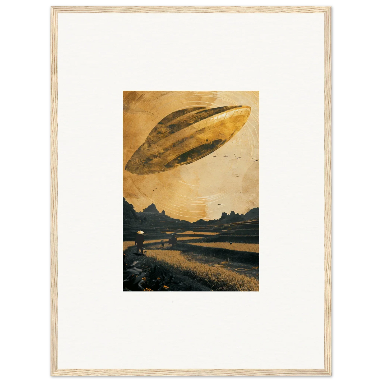 Cigar-shaped UFO over a rural landscape for an epic Space Odyssey Abides canvas print