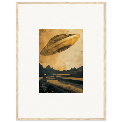 Cigar-shaped UFO over a rural landscape for an epic Space Odyssey Abides canvas print