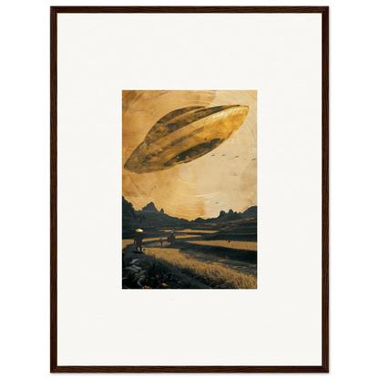 UFO hovering over a landscape for your Space Odyssey Abides canvas print room decoration