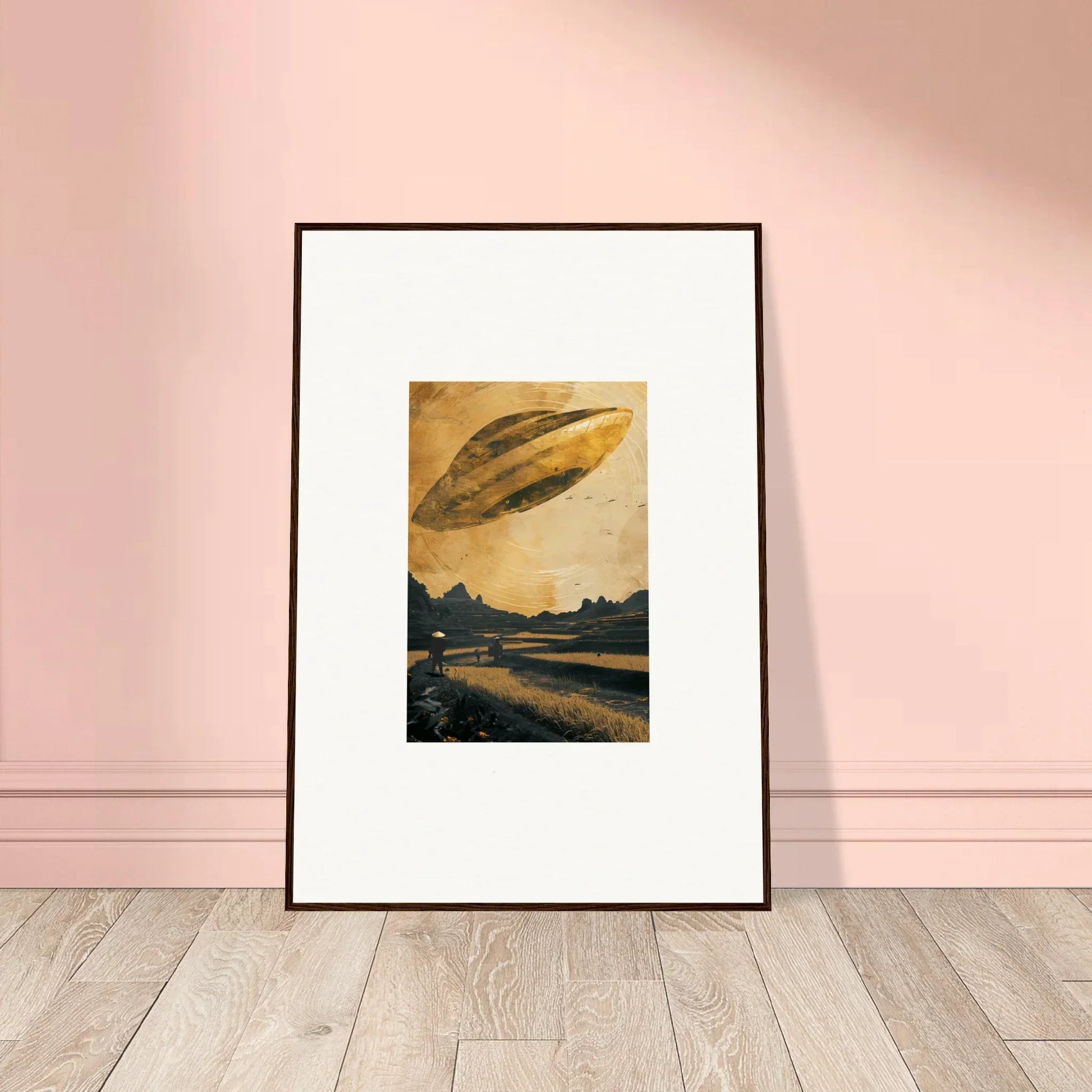 Framed canvas print of a UFO over a rural landscape for your room decoration, Odyssey Abides