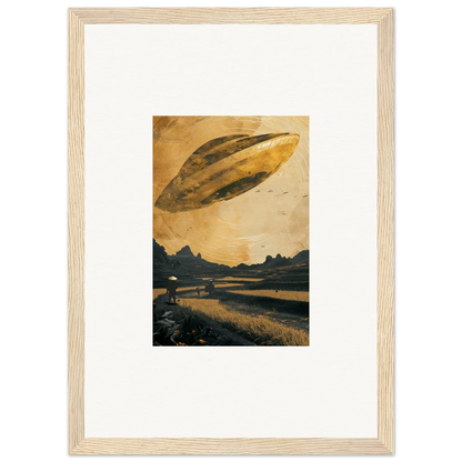 UFO hovering over a landscape for a cool Space Odyssey Abides canvas print room decoration